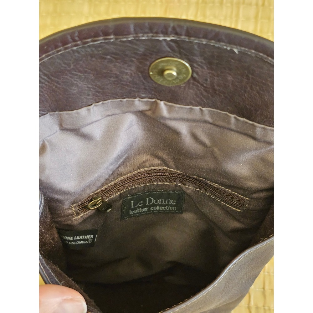 Le Donne Leather Dark Brown Crossbody Bag Small‎ Travel Festival Purse Pouch - Picture 5 of 5